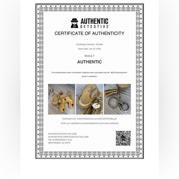 MCM Brown Dog Keychain with Gold Accents with COA - Picture 3 of 7